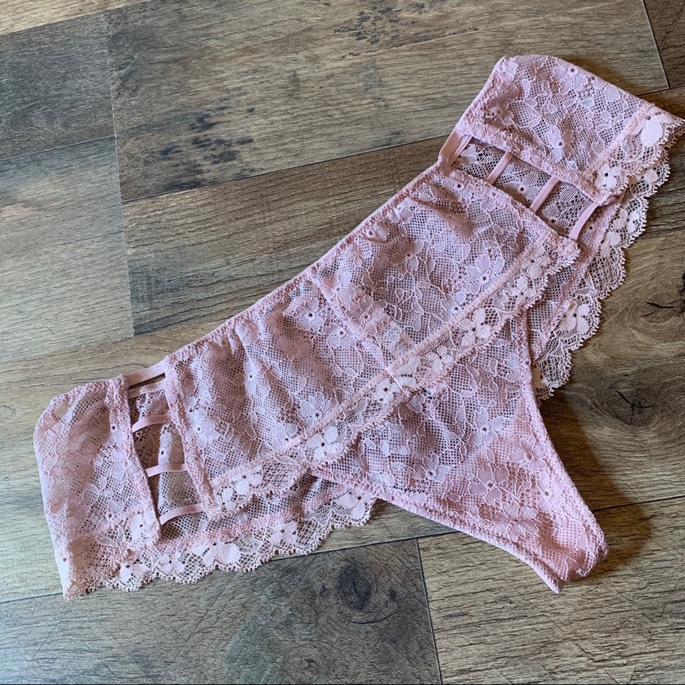 VS dream angels wide side lace cutout thong panty